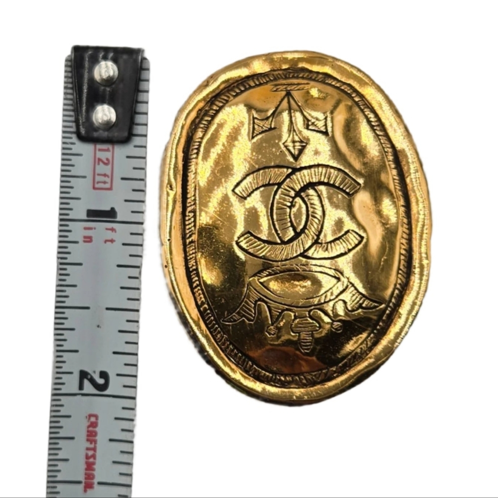 #15 Chanel Brooch Coco Mark Oval GP Plated Gold  - Picture 3 of 15